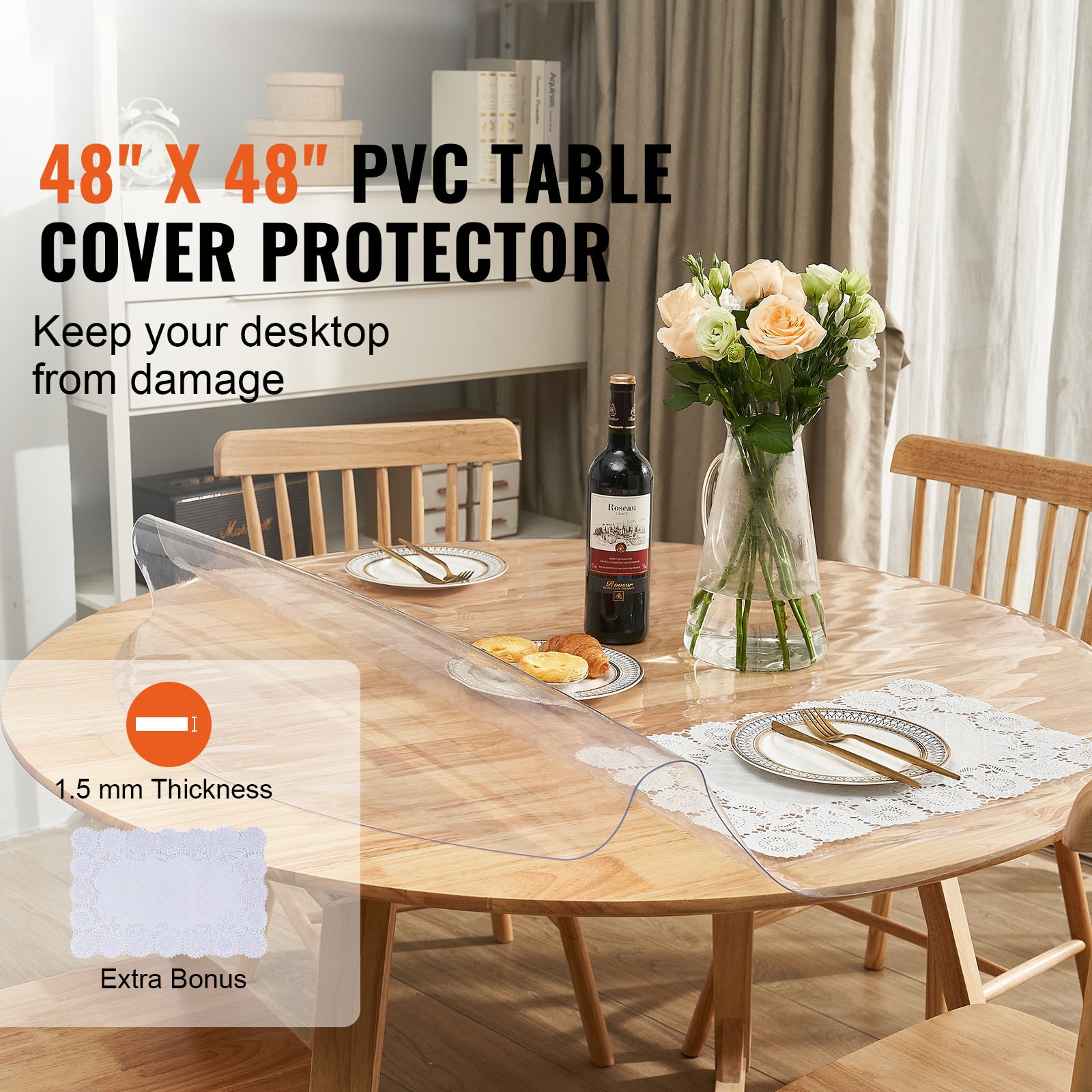 Clear Pvc Table Protector For Dining And Coffee Tables Waterproof_voghion.com